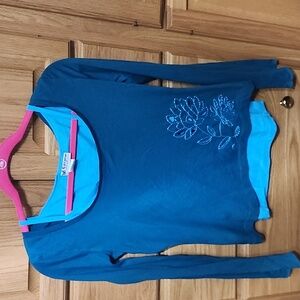 Self Esteem NWT Teal Long Sleeve Kids Top with Floral Design